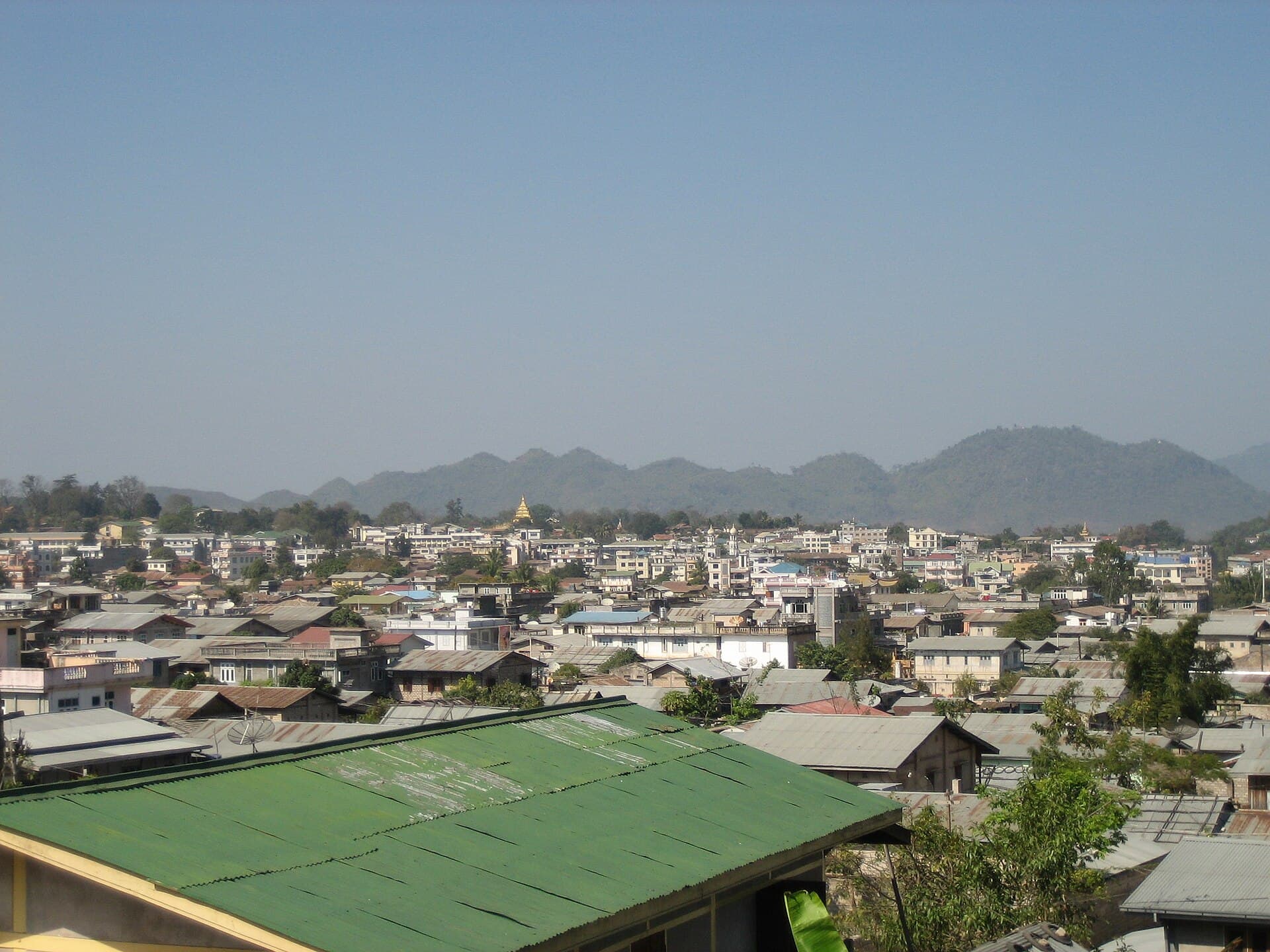 Skyline view of Lashio, Shan State, Myanmar.